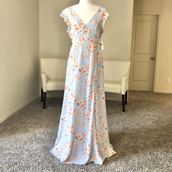 NWT Gorgeous Evening Light Blue Maxi Boho Dress - Picture 2 of 9